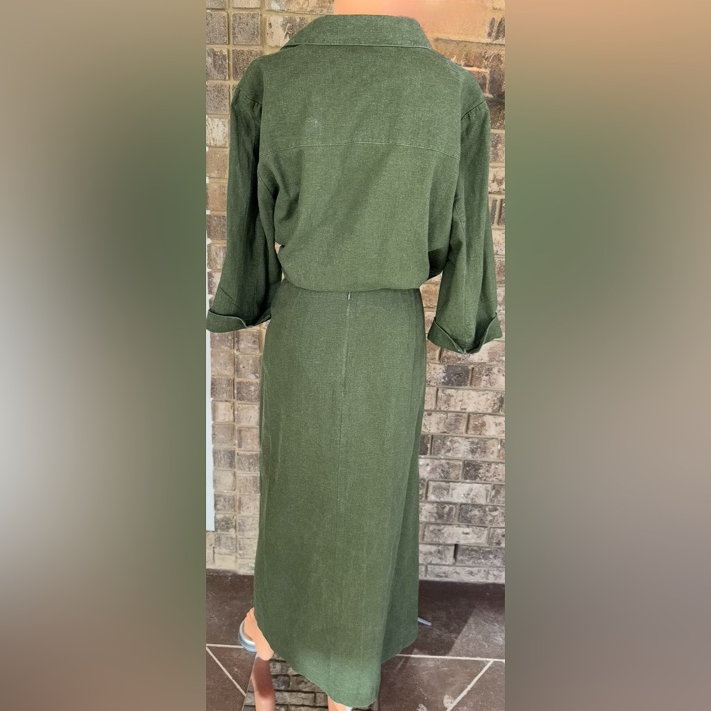 Norton McNaughton Linen Blend 2 Piece Skirt Set Women's 12 Olive Green - Picture 3 of 7
